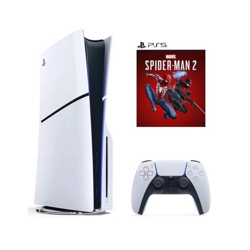SONY - Consola PlayStation 5 Slim Lector de discos+ Juego Digital Spiderman 2