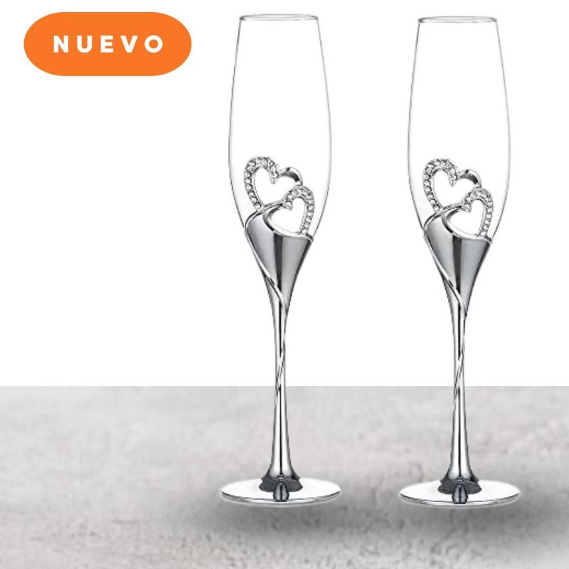 Copas Elegantes Brindis Champaña Pareja Novios Aniversario con Piedras de  Cristal GENERICO