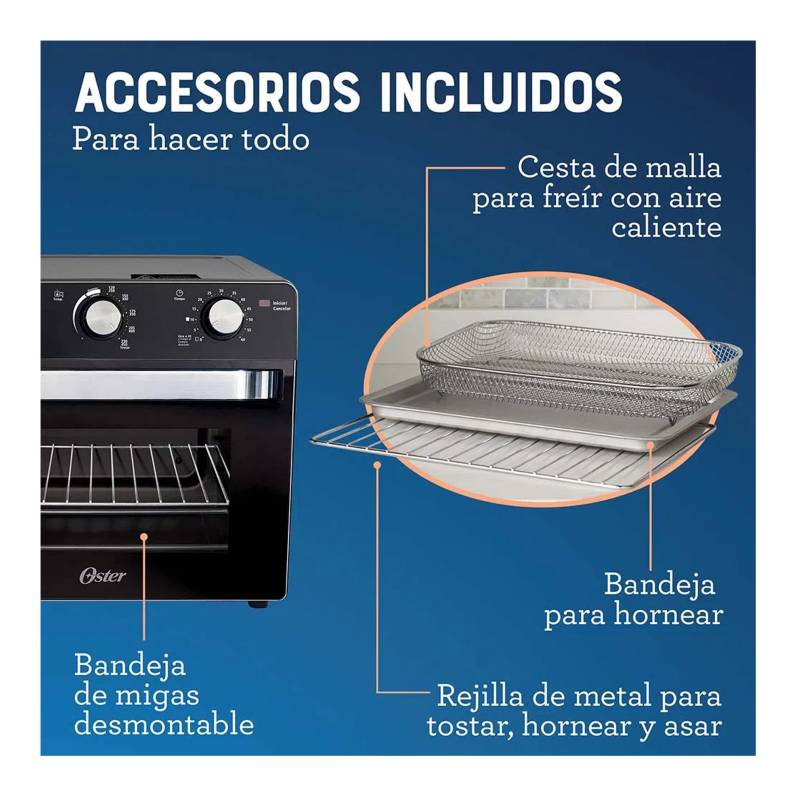 Horno con freidora de aire Oster® de 22 litros TSSTTVMAF1NS