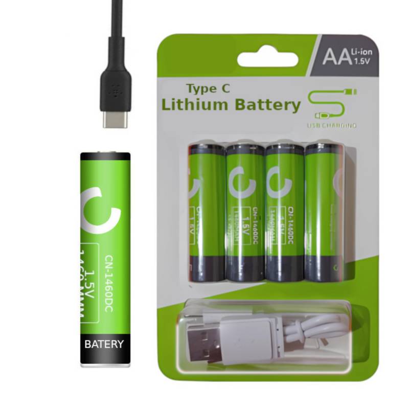 Pack 4 baterias pilas AA litio li ion Usb C RECARGA -BLE Directa GENERICO