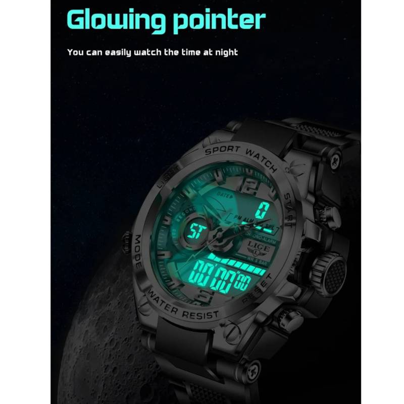 Lige Reloj Militar Digital Hombres 50m Impermeable Reloj Pulsera