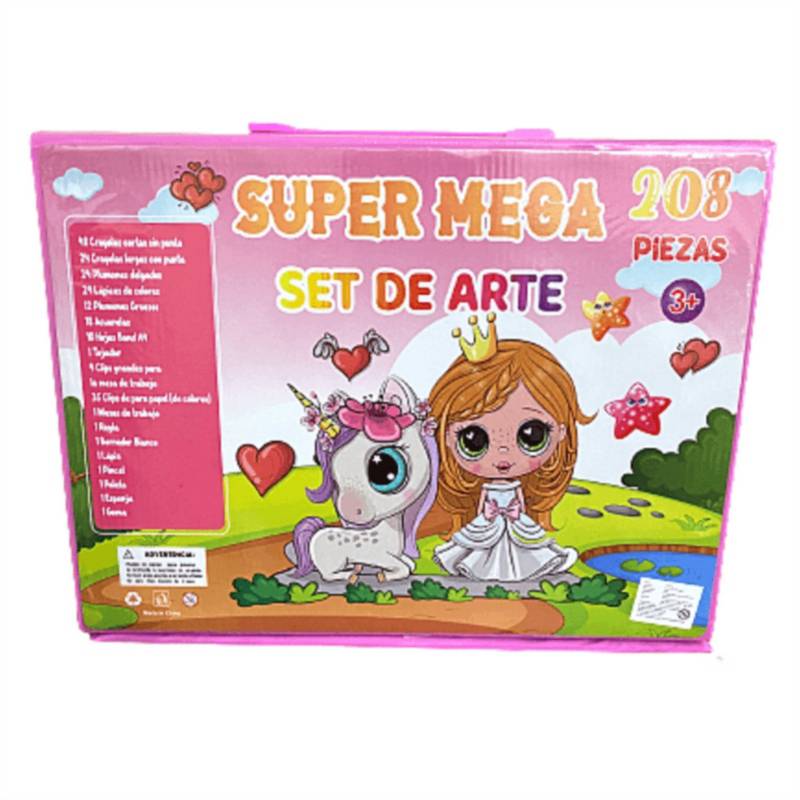 Mega set de arte 208 piezas dibujar y pintar juego niños y niñas