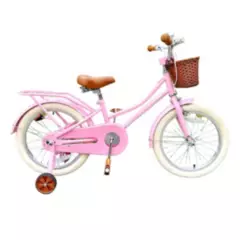 JOY STAR - Bicicleta con Ruedas de Apoyo Stitch Rosada aro 18