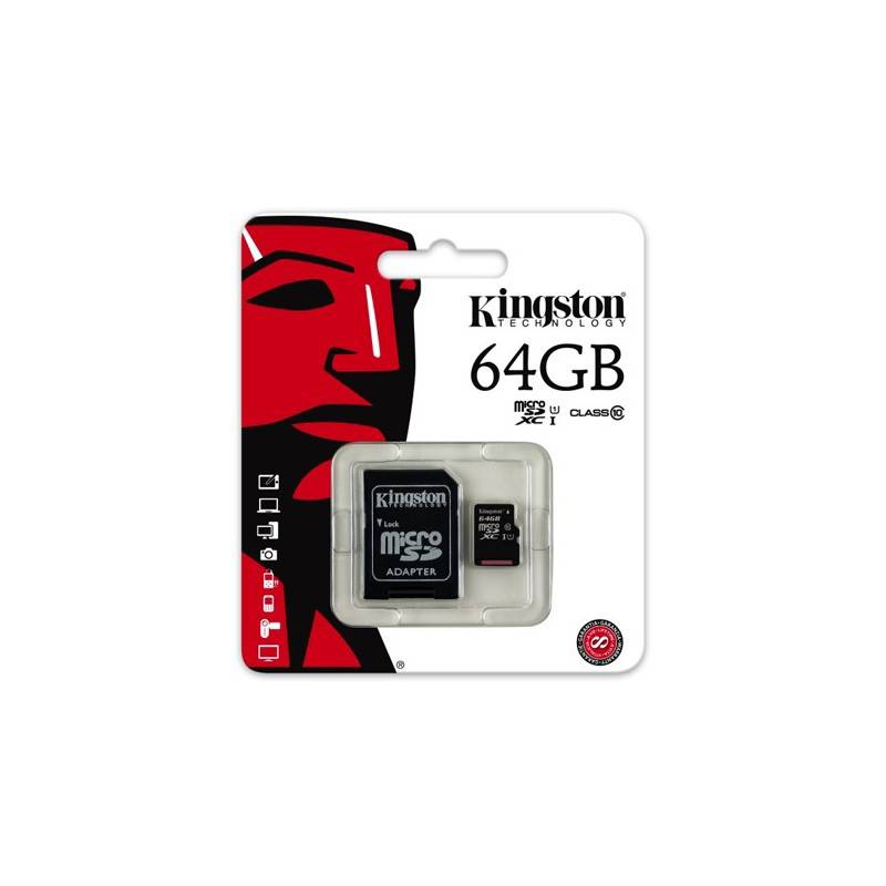 Tarjeta Micro SD 64GB Clase 10-Adaptador
