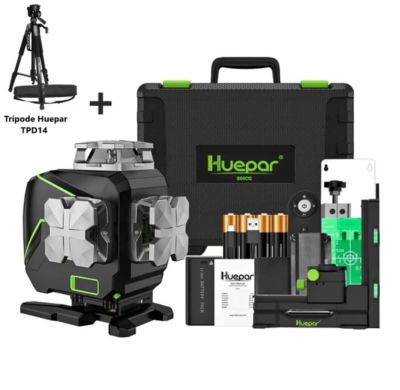 Nivel láser verde Huepar S04CG 16 LINEAS +Trípode Huepar(Pantalla LCD) -  Promart