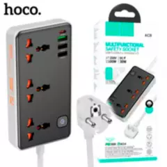 HOCO - Extension Toma Corriente Carga Rapida USB Extensor HOCO AC8 Negro