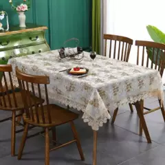 GENERICO - Mantel Full Bordado Orquideas Para mesa de 6-8 sillas