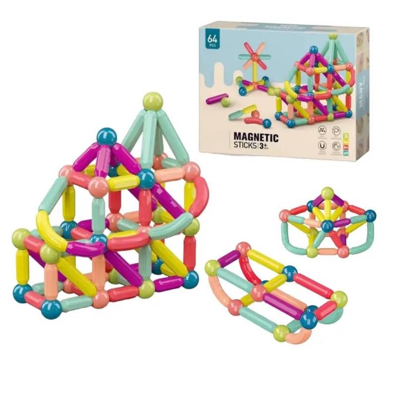 Bloques De Construcción Magneticos 64 Pcs Generico