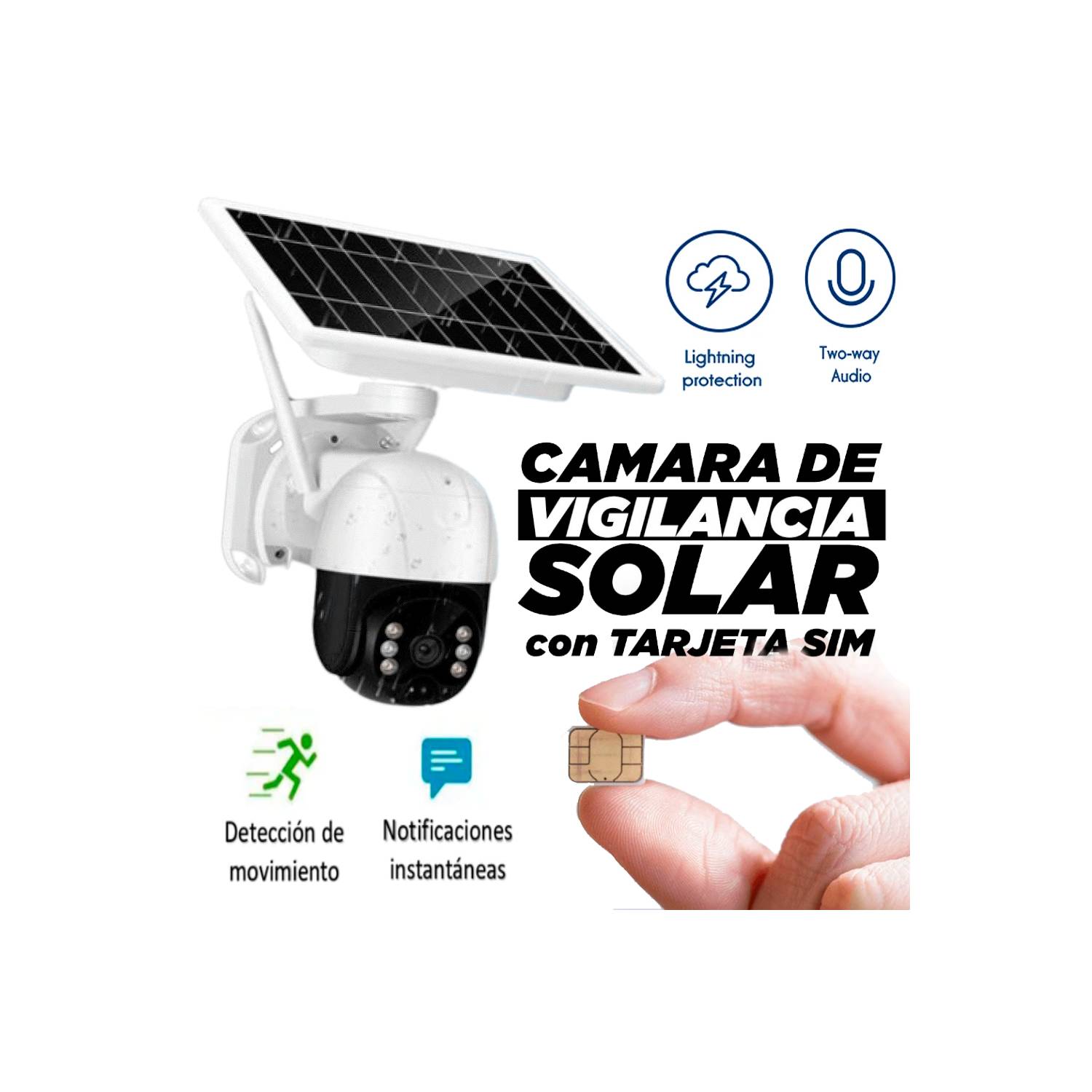 Camara de Vigilancia Solar Para Exteriores con Tarjeta Sim CHIP IMPORTADO