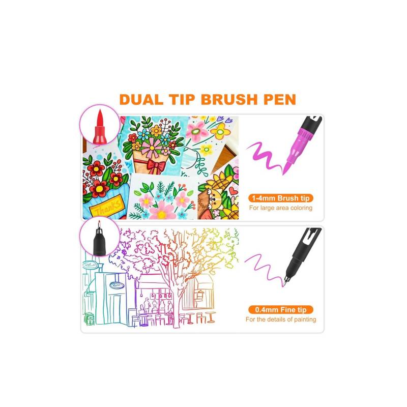 Plumones Dual Brush Profesional 120 Colores En Cartuchera Lettering Pu