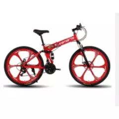 OEM - Bicicleta Montañera Plegable Roja Ruedas Tipo Cuchilla