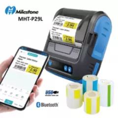 MILESTONE - Impresora Termica Dual Etiqueta y Ticket 80mm Portatil Bluetooth y USB