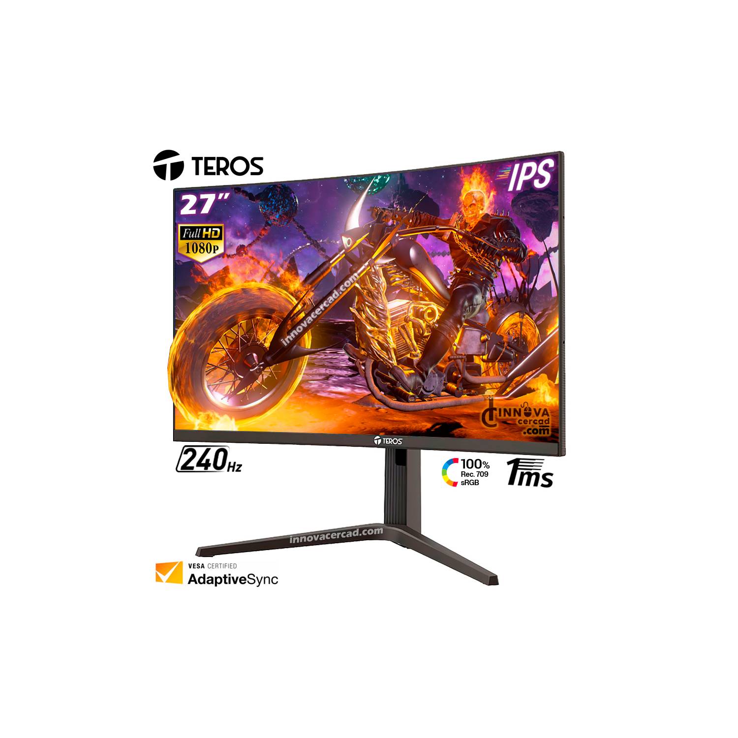 MONITOR GAMER TEROS 2763G 27 CURVO IPS FHD 240HZ 1MS DP HDMI sRGB 100%  TEROS GAMING