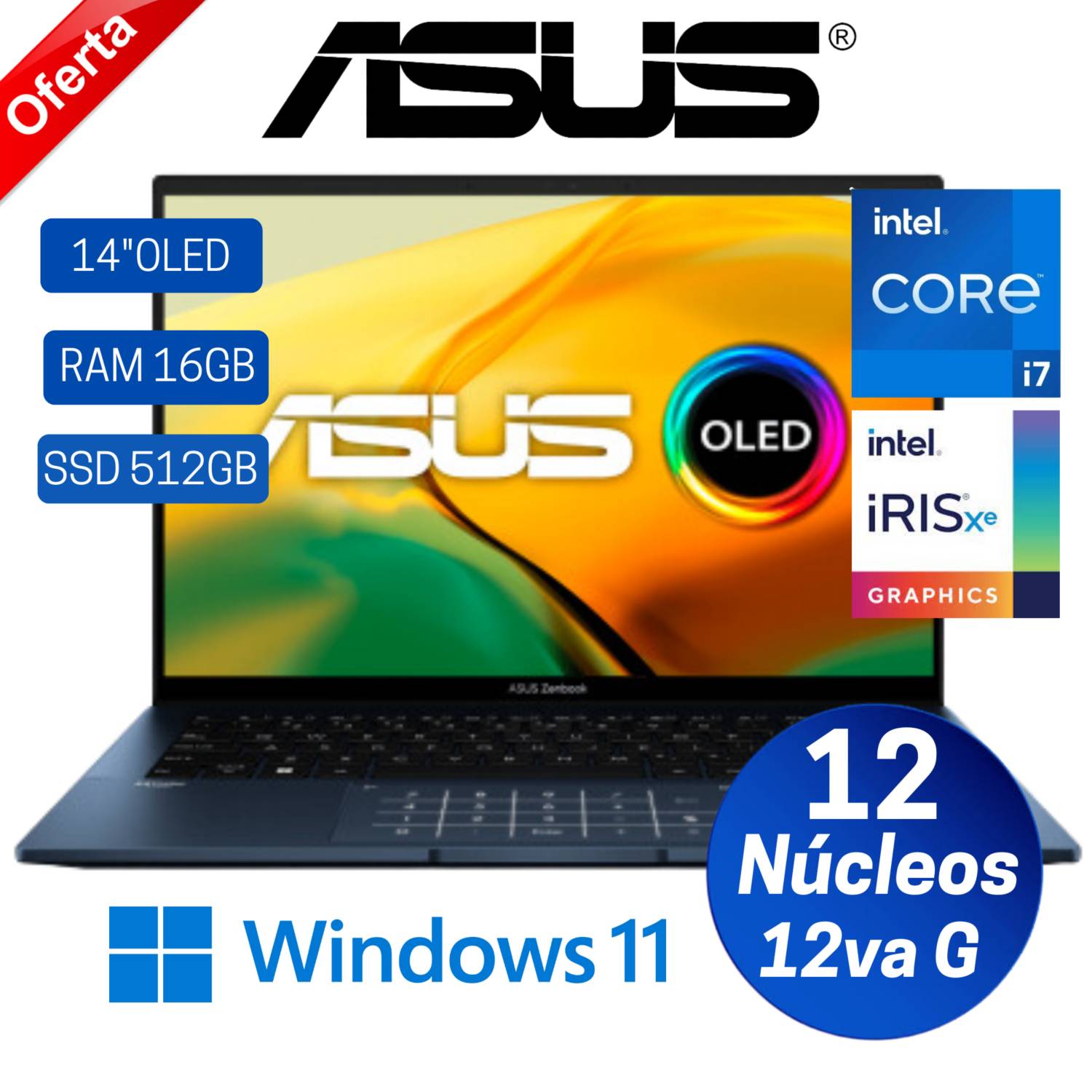 Asus Vivobook 14, Core I7 11va Gen, Ssd 512gb, 8gb Ram
