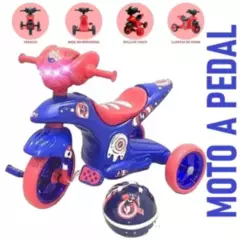 GENERICO - Moto a Pedal Musical con Luces y Bocina Rojo y Azul