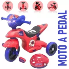 GENERICO - Moto a Pedal Musical con Luces y Bocina Negro Rojo Azul