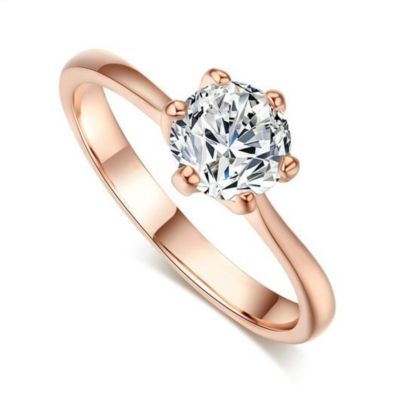 Anillo de Compromiso Solitario Gold Bañado en Oro 18K Novia