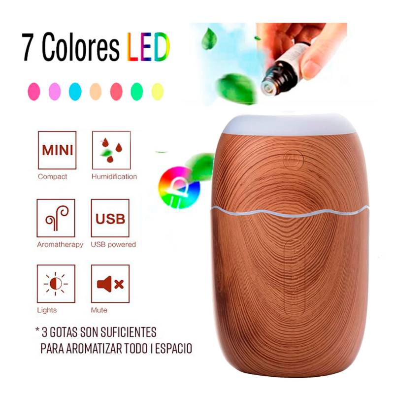 Mini humidificador, humidificador portátil con luces de 7 colores