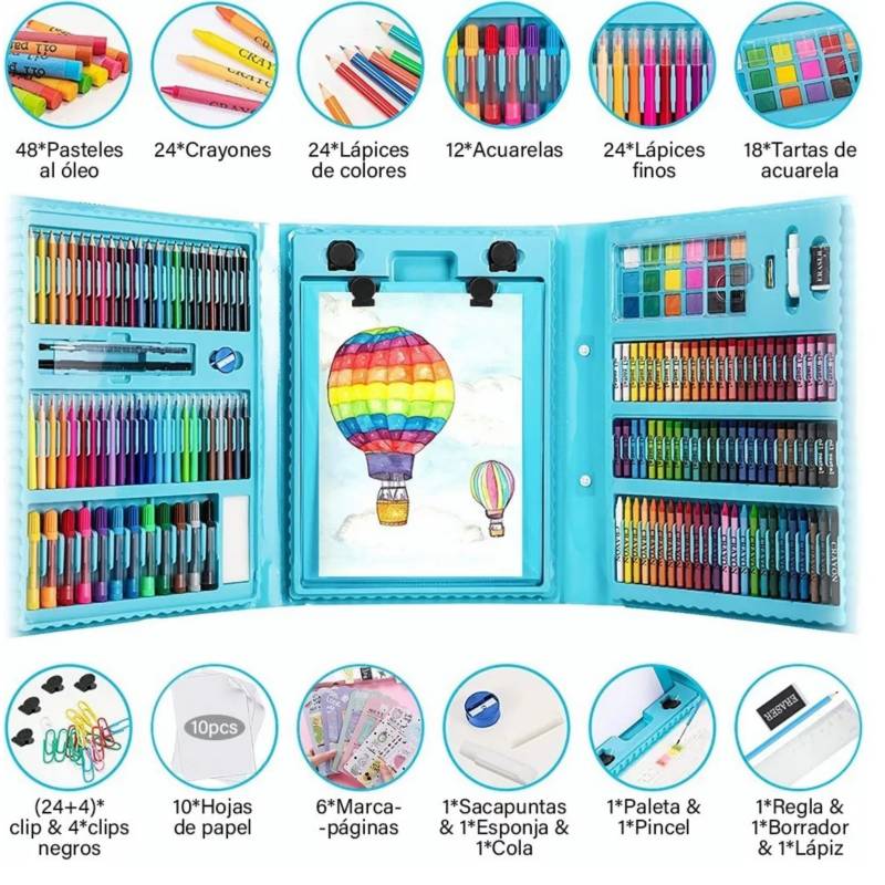 Mega Set de Arte Didáctico para Niños 208piezas Colores etc OEM