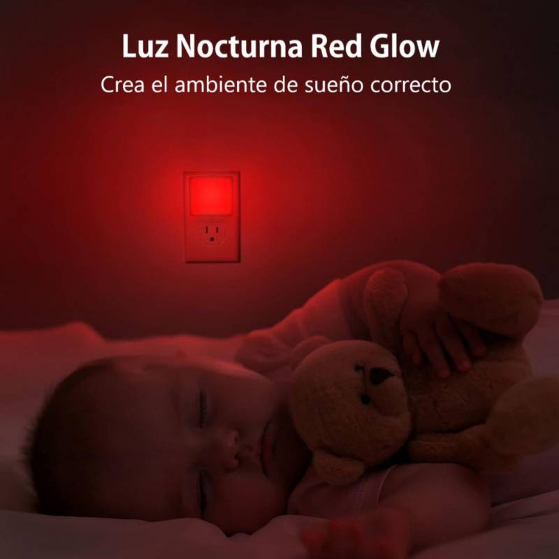 Luz Roja Nocturna Sensor Inteligente Detecta Luz Día Noche X2 Red