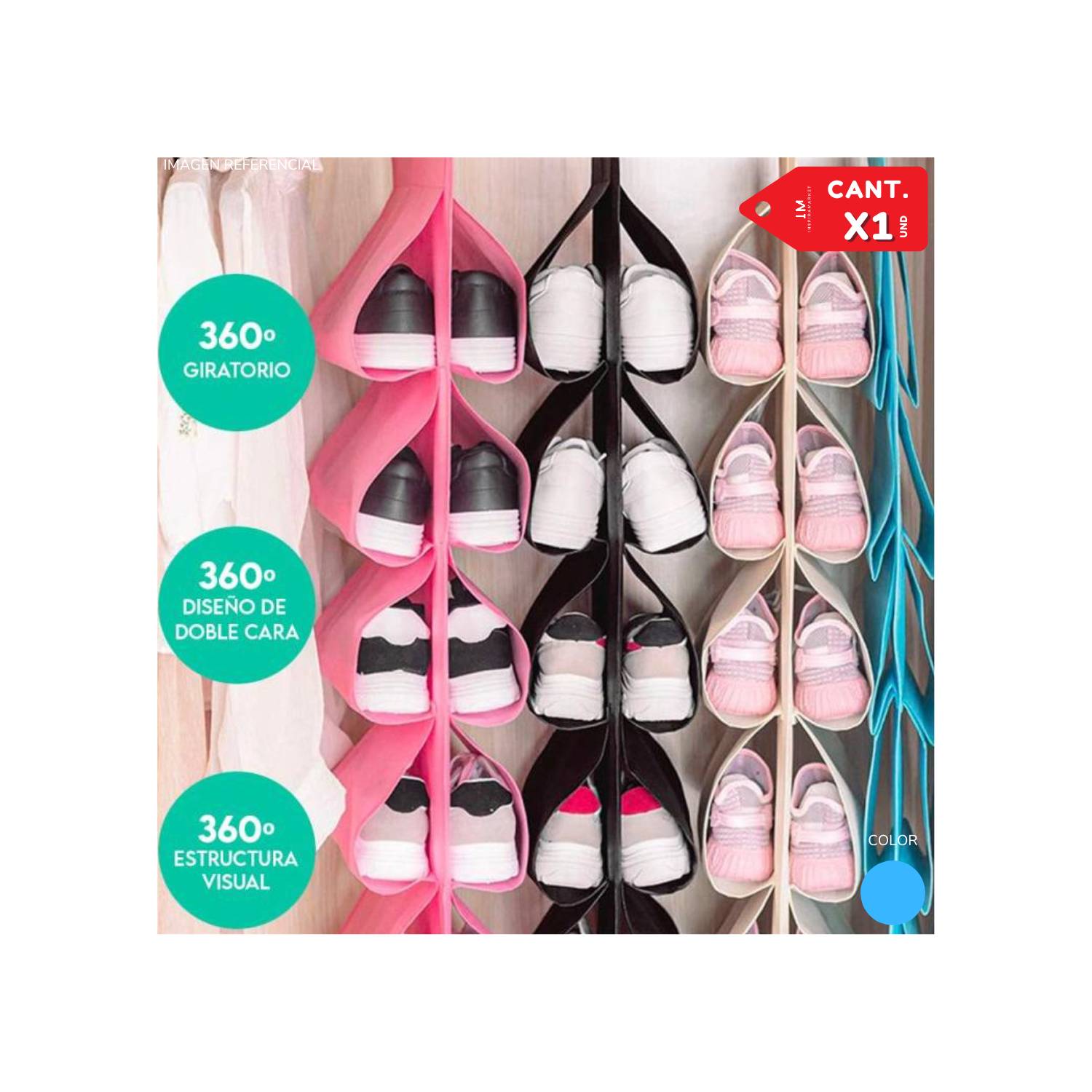 Organizador Multiuso para Zapatos Sandalias de 4 Niveles Celeste