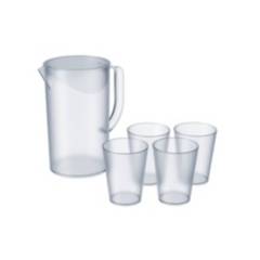 COZA - Set Jarra de Plastico 2L + 4 Vasos 300ML Coza Linea Casual Cristal