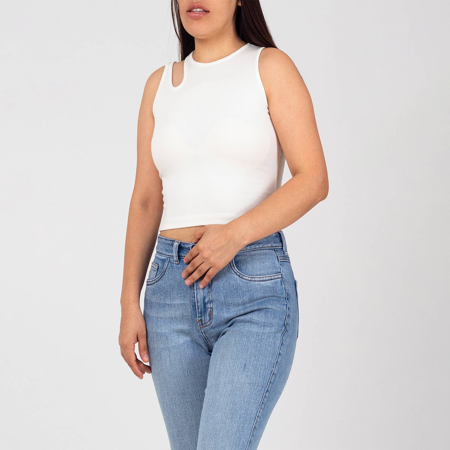 Blusa top jean denim stretch mujer Keyla.