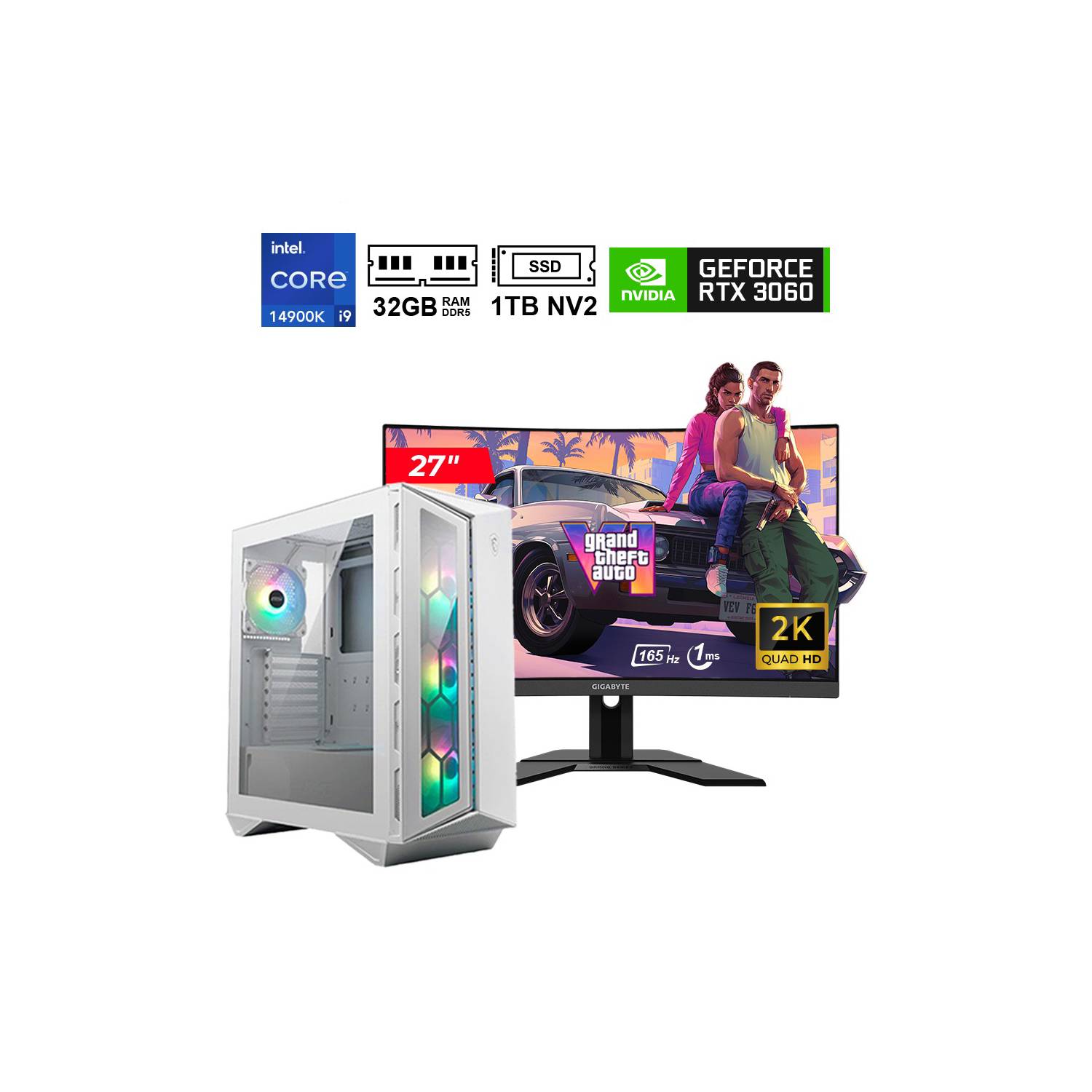 Pc Gamer Intel Corei7 12va Monitor 27 165hz Video Rtx3060 8gb Ram