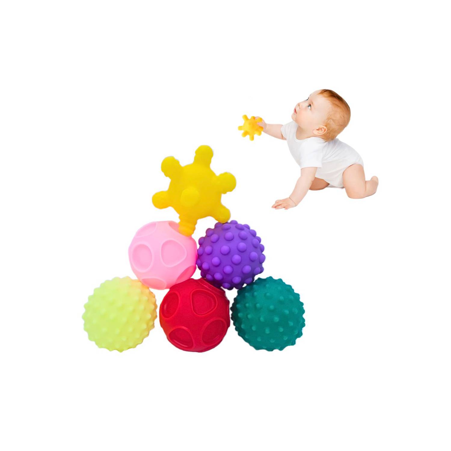 Set 6 Pelotas Sensoriales Didácticas Para Bebé Con Texturas