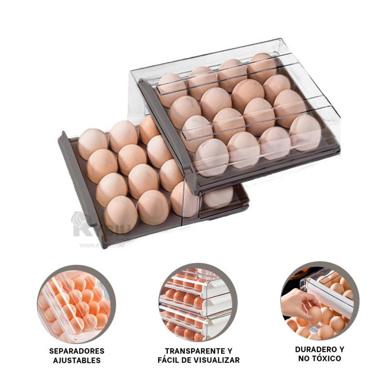 Organizador de huevos para refrigerador 7,6x10,8x36,8cm acrílico