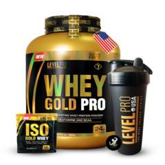 LEVEL PRO - PROTEINA WHEY GOLD PRO 6.6 LBS RICH CHOCOLATE + OBSEQUIOS