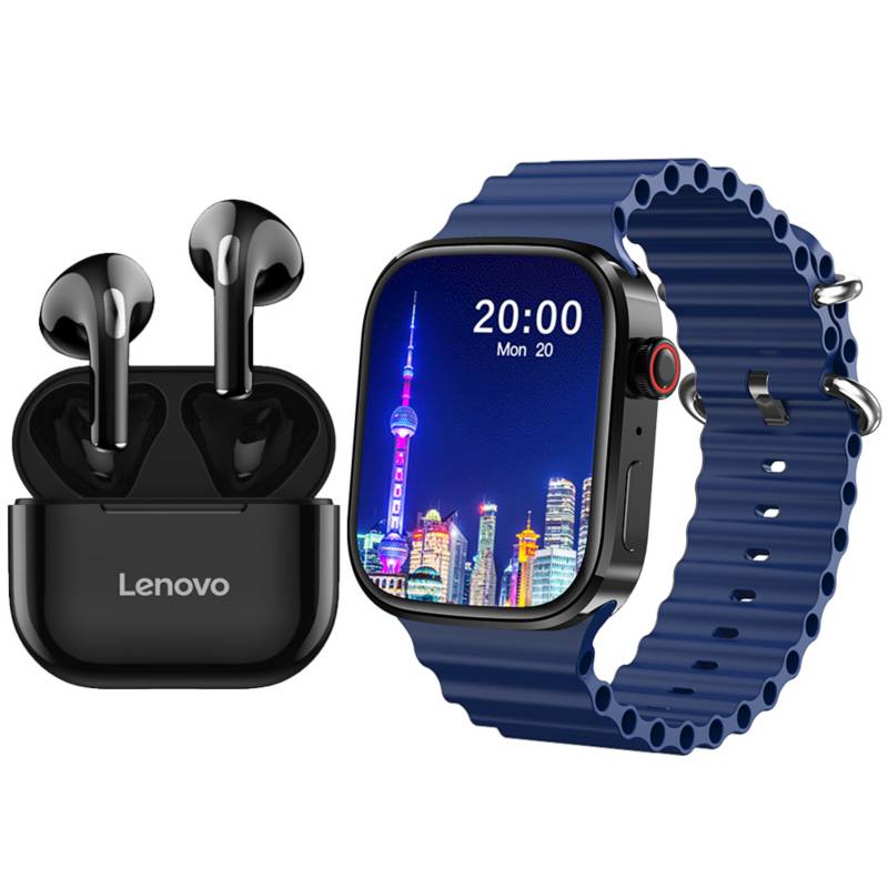 Aud fonos Bluetooth Lenovo LP40 y Smartwatch i19 PRO MAX LENOVO