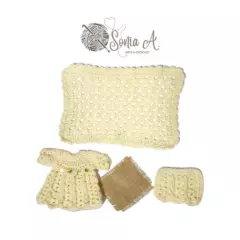 GENERICO - Traje de niño Jesús 12 cm tejido a crochet - Crema Perlado