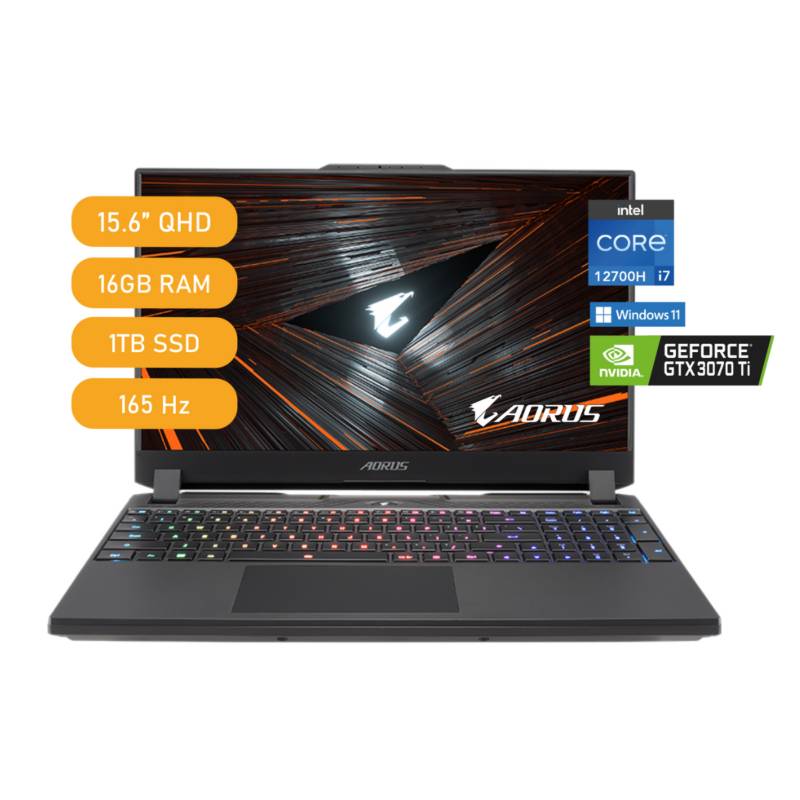 Portátil Gamer Gigabyte AORUS Core i7 32GB 1TB RTX 3070Ti 2K 165Hz -  Portatiles Gamer