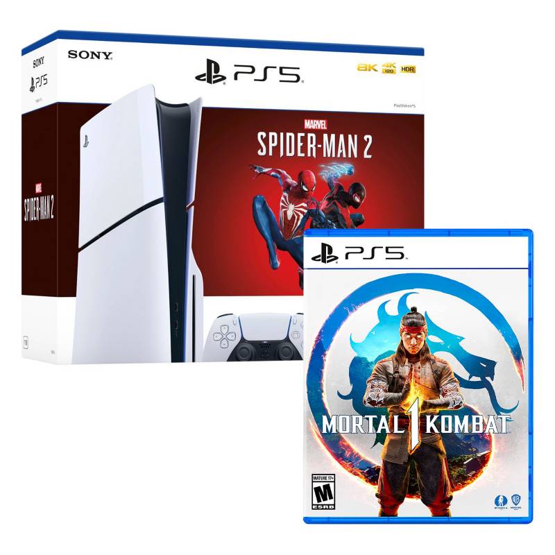 SONY - Consola Ps5 Slim Bundle Spiderman 2 + Mortal Kombat 1