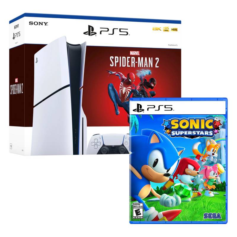 SONY - Consola Ps5 Slim Bundle Spiderman 2 + Sonic Superstars Playstation 5