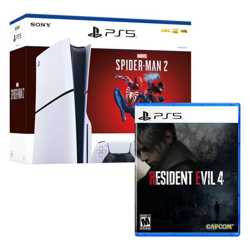 SONY - Consola Ps5 Slim Bundle Spiderman 2 + Resident Evil 4 Playstation 5