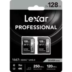 LEXAR - Memoria Sd Lexar 128GB Profesional 1667x Pack de 2 Nuevo !!!