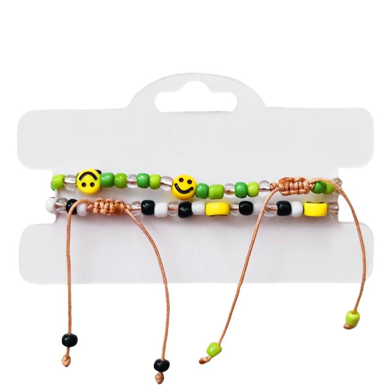 Pulsera de carita feliz e hilo chino Pulsera Ajustable GENERICO