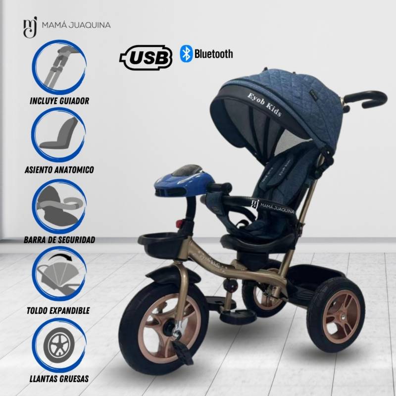 Triciclo Guiador Baby Happy «GOLDEN SPEED» Musical Blue BABY HAPPY