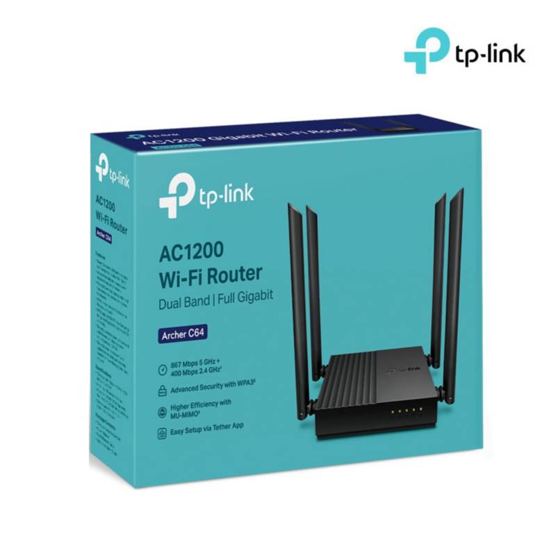 TP-LINK - Router TP-Link Archer C64 WiFi AC1200 MU-MIMO Dual Band 5GHz 24Ghz