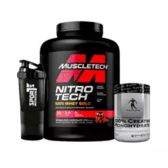 MUSCLETECH - Pack NitroTech WheyGold Chocolate 5lb y Creatina 500gr con SmartShaker
