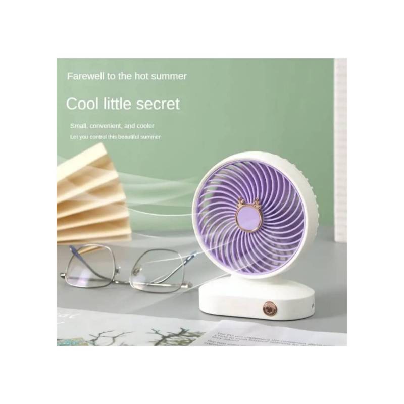 Mini Ventilador de Escritorio 2 Niveles Inalámbrico Blanco y