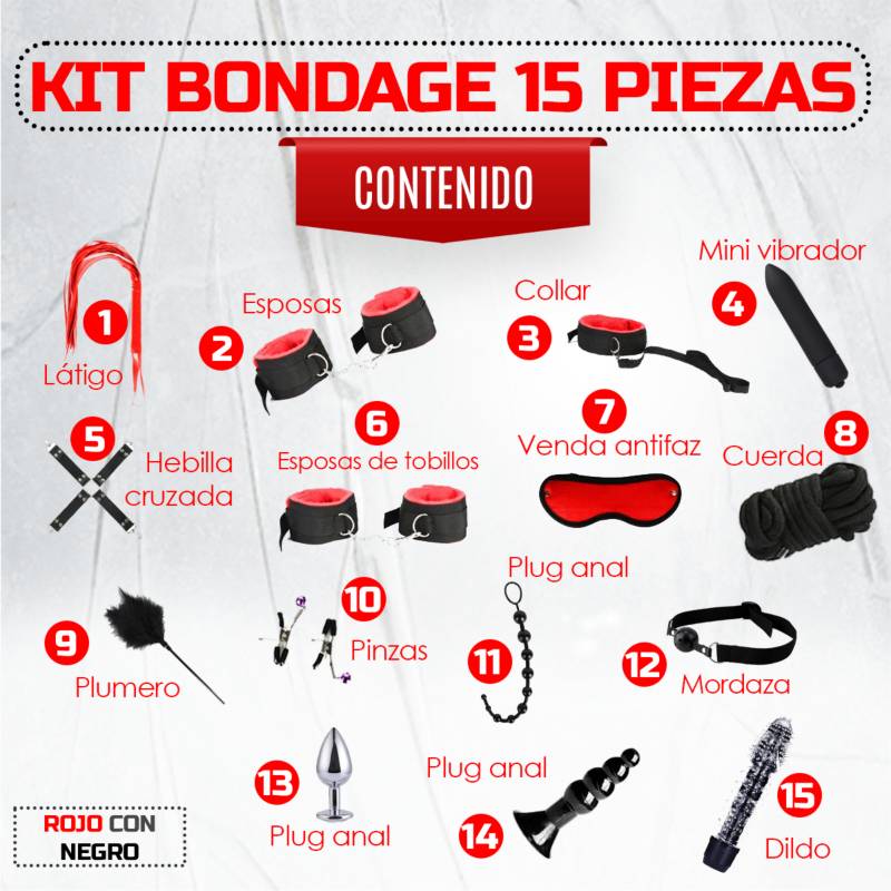 Kit Sado - Bondage Bdsm Para Parejas - 10 Piezas Sexuales GENERICO