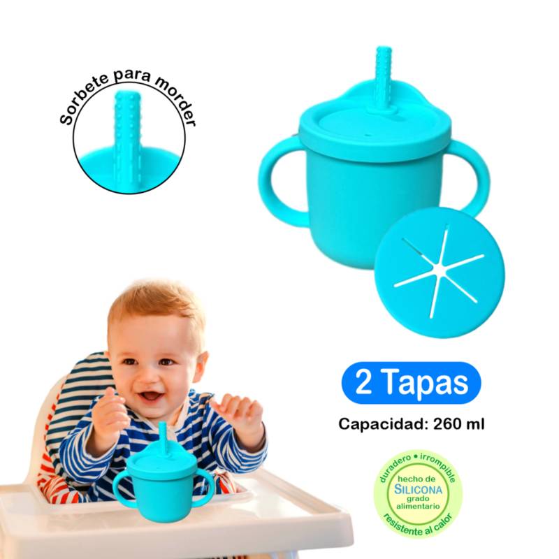 Vaso de silicona para bebé, con tapas y , grado alimenticio