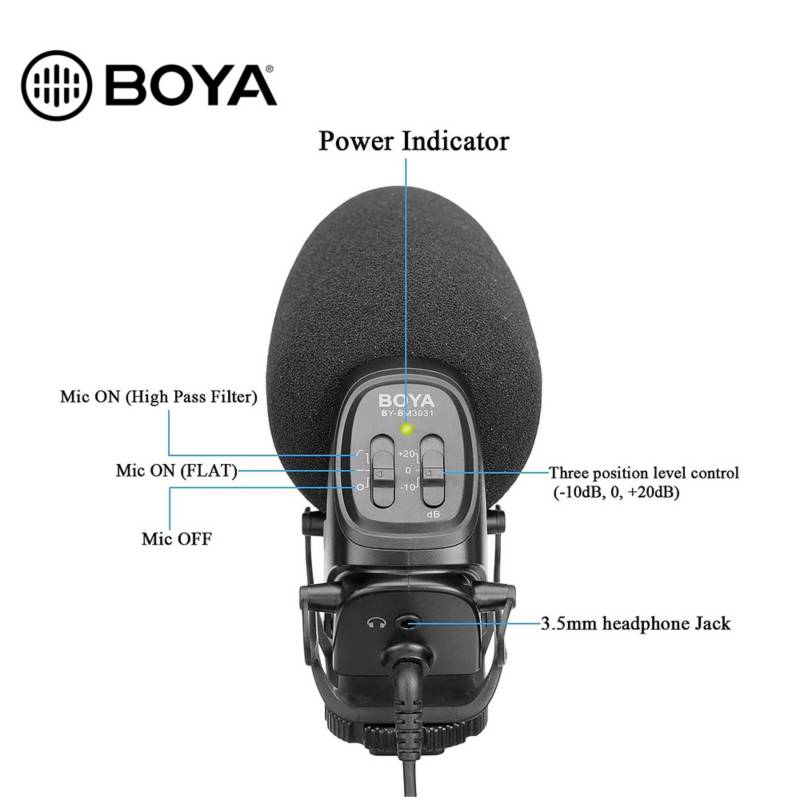 Boya Micrófono de cañón supercardioide Pro BM3031