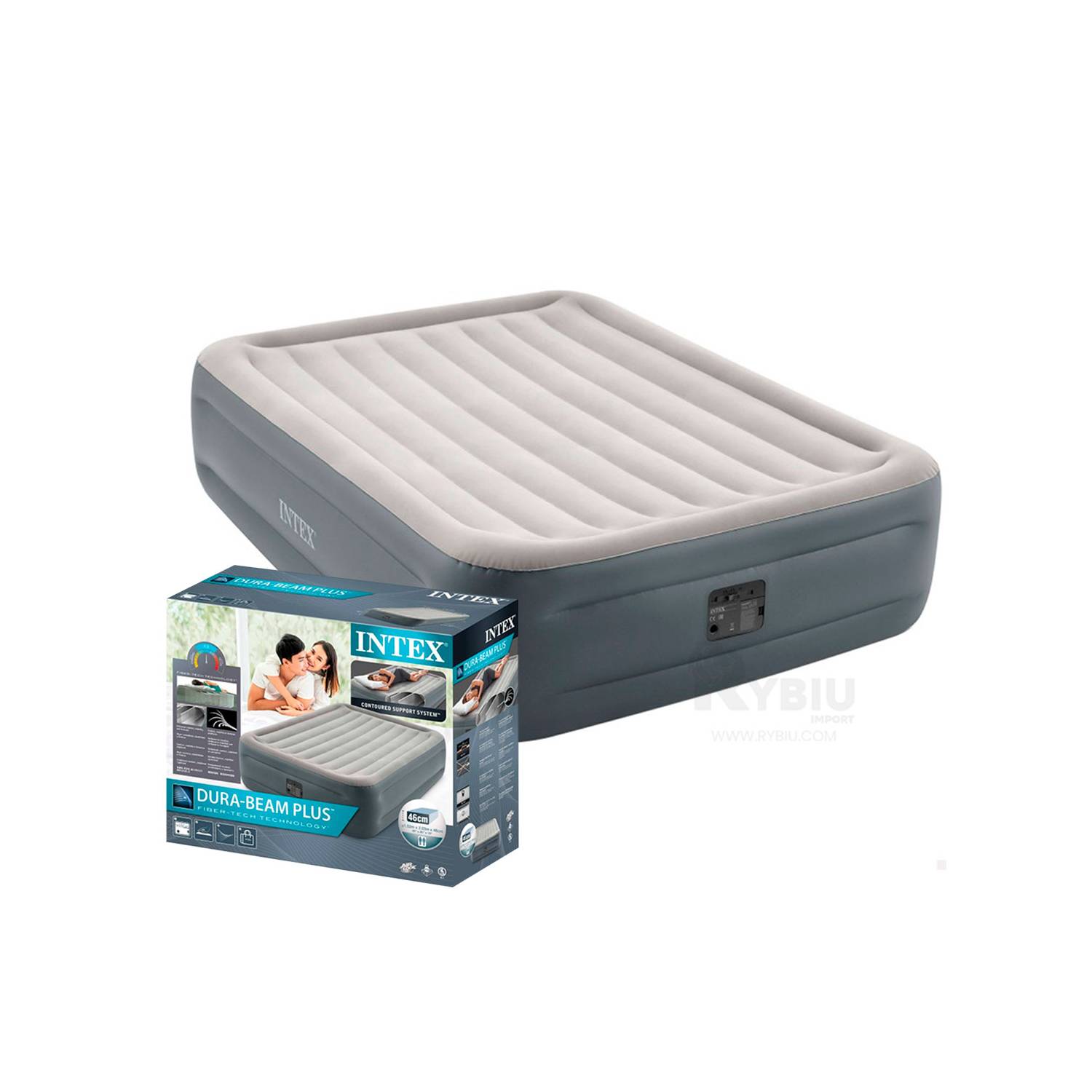 Cama Inflable INTEX (Gris - Vinilo - 152 x 203 x 46 cm)