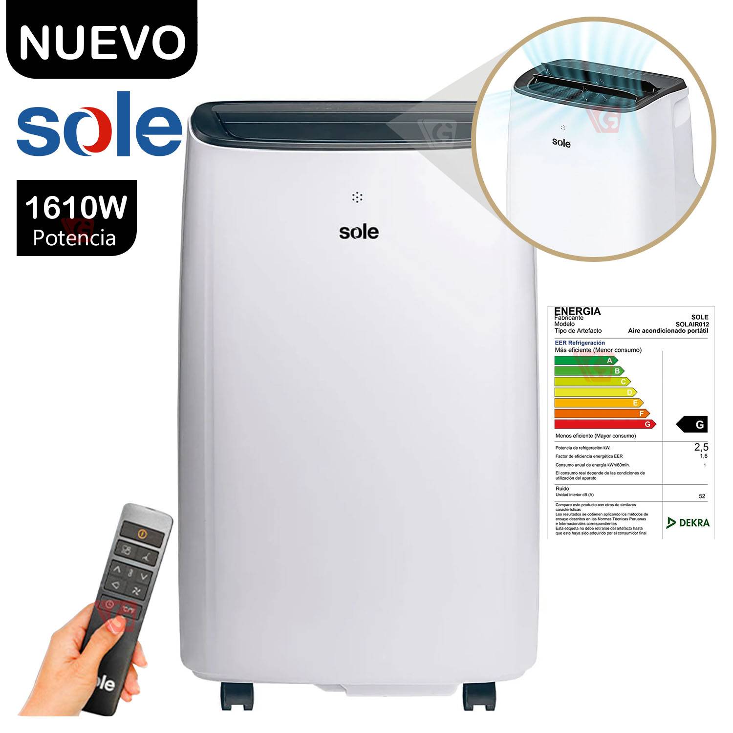 Aire acondicionado Portátil Sole 12000 BTU SOLAIR012 - Promart