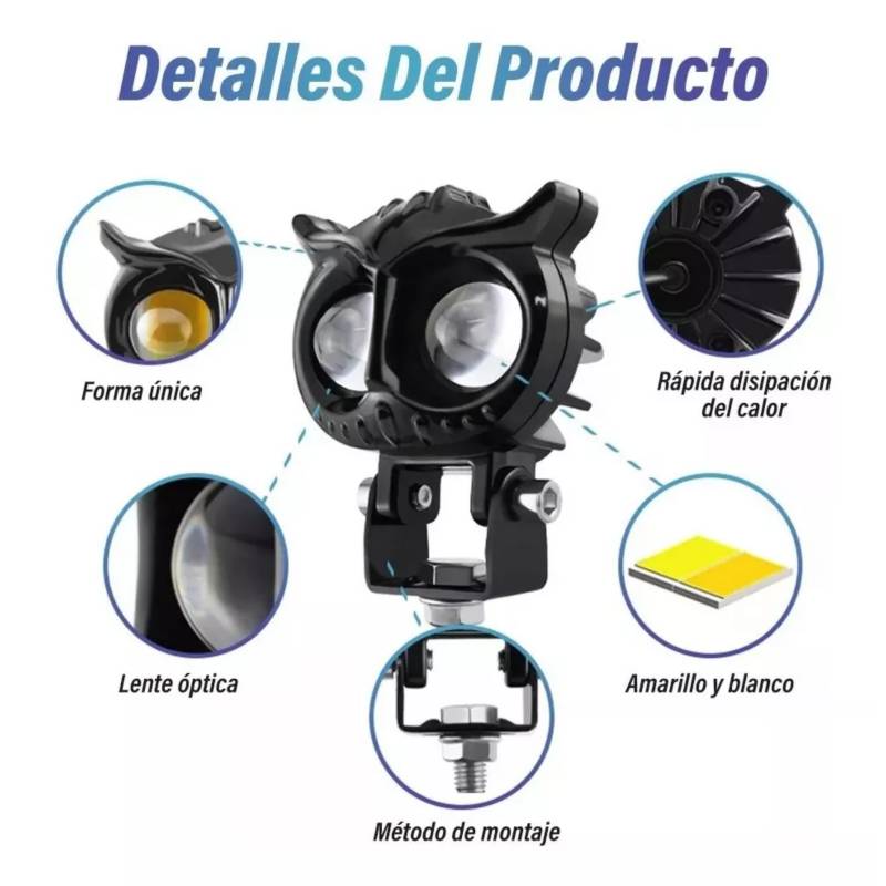 Par De Faros Auxiliares Malubero Led Alta/ Baja Luz 80w Para Moto