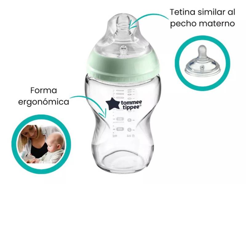 Biberon De Vidrio Para Recien Nacido Tommee Tippee 250 Ml TOMMEE TIPPEE